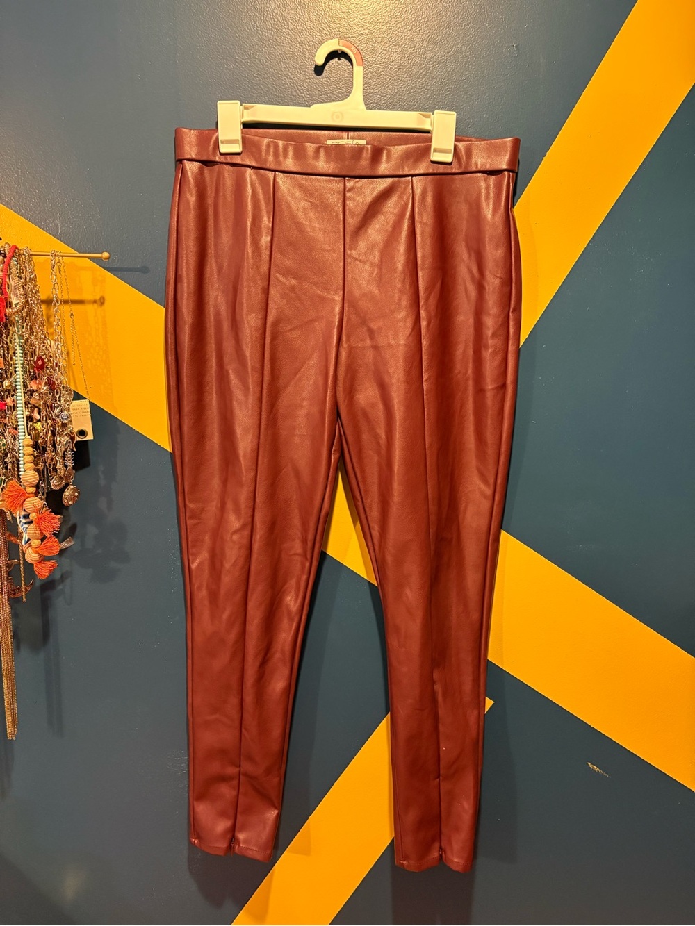 Sofia Vergara Wine Red Faux Leather "Rosa" Jeggings NWOT